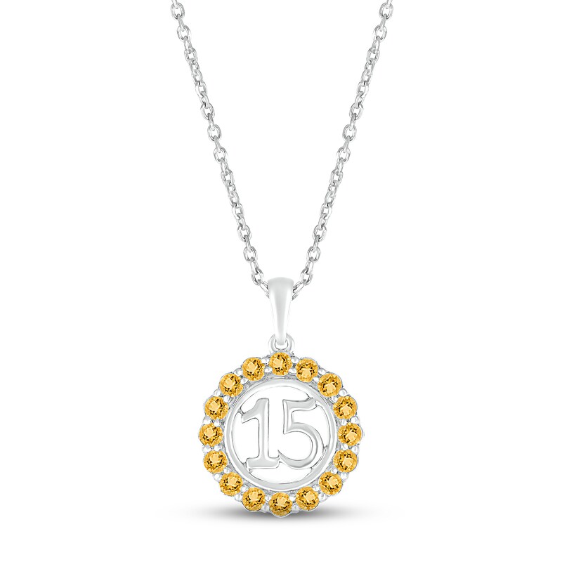 Citrine Quinceañera Birthstone Necklace Sterling Silver 18"