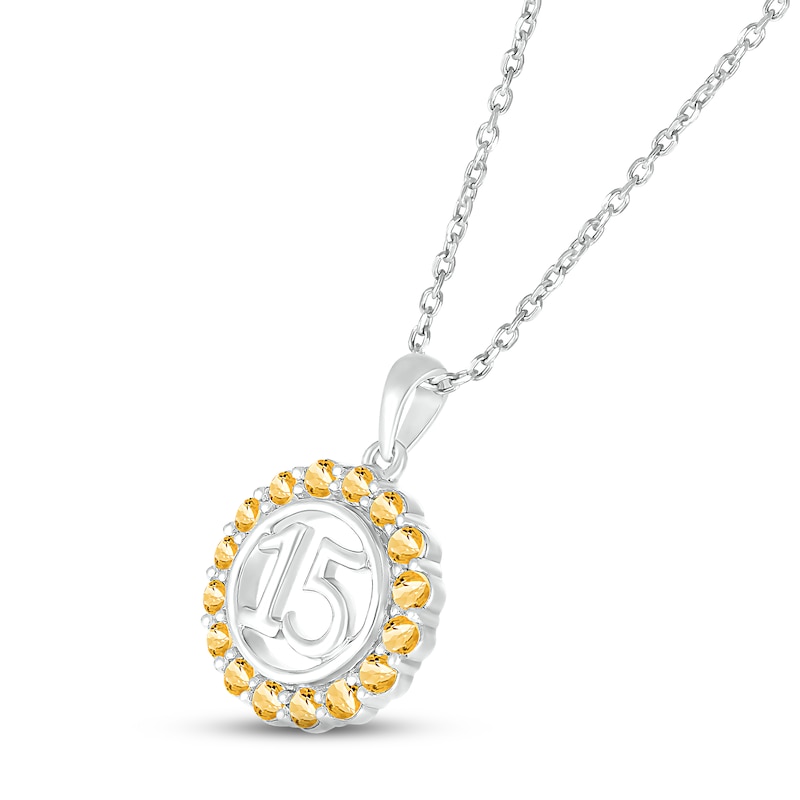 Citrine Quinceañera Birthstone Necklace Sterling Silver 18"