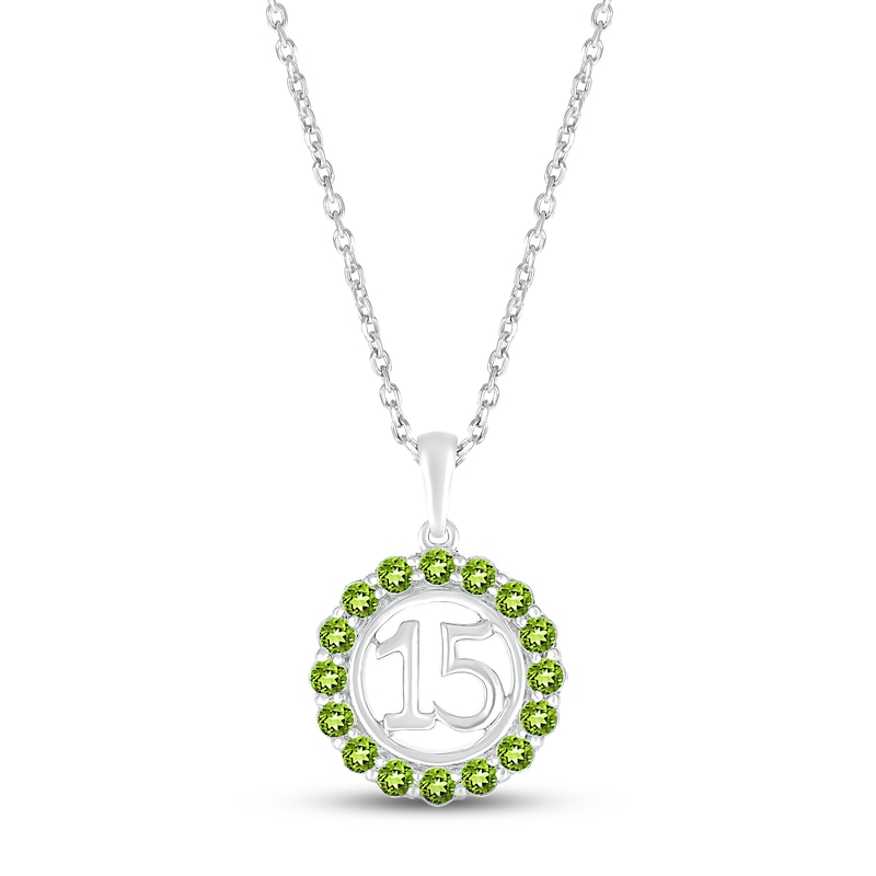 Main Image 1 of Peridot Quinceañera Birthstone Necklace Sterling Silver 18"