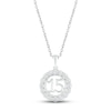 Thumbnail Image 0 of White Lab-Created Sapphire Quinceañera Birthstone Necklace 10K White Gold 18"