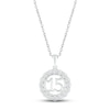 Thumbnail Image 1 of White Lab-Created Sapphire Quinceañera Birthstone Necklace 10K White Gold 18&quot;