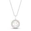 Thumbnail Image 1 of Lab-Created Opal Quinceañera Birthstone Necklace 10K White Gold 18"