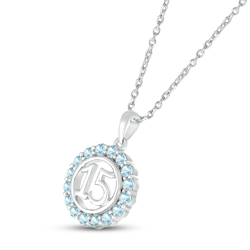 Main Image 2 of Aquamarine Quinceañera Birthstone Necklace 10K White Gold 18&quot;