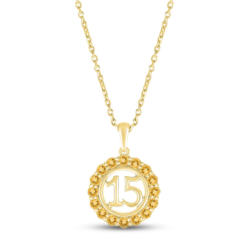 Main Image 1 of Citrine Quinceañera Birthstone Necklace 10K Yellow Gold 18&quot;