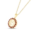 Garnet Quinceañera Birthstone Necklace 10K Yellow Gold 18"