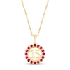 Thumbnail Image 0 of Lab-Created Ruby Quinceañera Birthstone Necklace 10K Yellow Gold 18"
