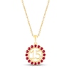 Thumbnail Image 1 of Lab-Created Ruby Quinceañera Birthstone Necklace 10K Yellow Gold 18&quot;