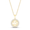 Thumbnail Image 1 of White Lab-Created Sapphire Quinceañera Birthstone Necklace 10K Yellow Gold 18&quot;