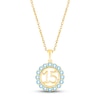 Thumbnail Image 1 of Swiss Blue Topaz Quinceañera Birthstone Necklace 10K Yellow Gold 18"