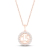 Thumbnail Image 1 of White Lab-Created Sapphire Quinceañera Birthstone Necklace 10K Rose Gold 18"