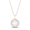 Swiss Blue Topaz Quinceañera Birthstone Necklace 10K Rose Gold 18"