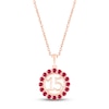 Thumbnail Image 0 of Lab-Created Ruby Quinceañera Birthstone Necklace 10K Rose Gold 18"