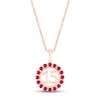 Thumbnail Image 1 of Lab-Created Ruby Quinceañera Birthstone Necklace 10K Rose Gold 18&quot;