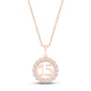 Thumbnail Image 1 of Lab-Created Opal Quinceañera Birthstone Necklace 10K Rose Gold 18&quot;