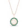 Thumbnail Image 0 of Lab-Created Emerald Quinceañera Birthstone Necklace 10K Rose Gold 18"