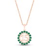 Thumbnail Image 1 of Lab-Created Emerald Quinceañera Birthstone Necklace 10K Rose Gold 18&quot;