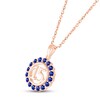 Thumbnail Image 1 of Blue Lab-Created Sapphire Quinceañera Birthstone Necklace 10K Rose Gold 18"