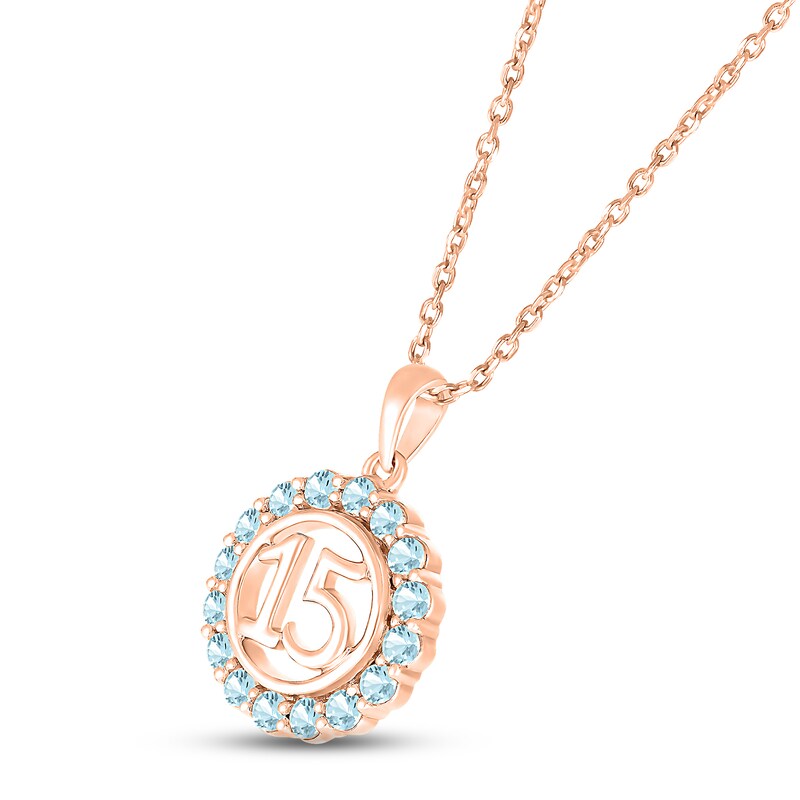 Main Image 2 of Aquamarine Quinceañera Birthstone Necklace 10K Rose Gold 18&quot;