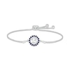 Thumbnail Image 1 of Blue Lab-Created Sapphire Quinceañera Birthstone Bolo Bracelet Sterling Silver 9.5&quot;