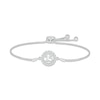 Thumbnail Image 1 of White Lab-Created Sapphire Quinceañera Birthstone Bolo Bracelet Sterling Silver 9.5&quot;