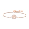 Thumbnail Image 1 of White Lab-Created Sapphire Quinceañera Birthstone Bolo Bracelet 10K Rose Gold 9.5&quot;