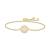 Thumbnail Image 1 of White Lab-Created Sapphire Quinceañera Birthstone Bolo Bracelet 10K Yellow Gold 9.5&quot;