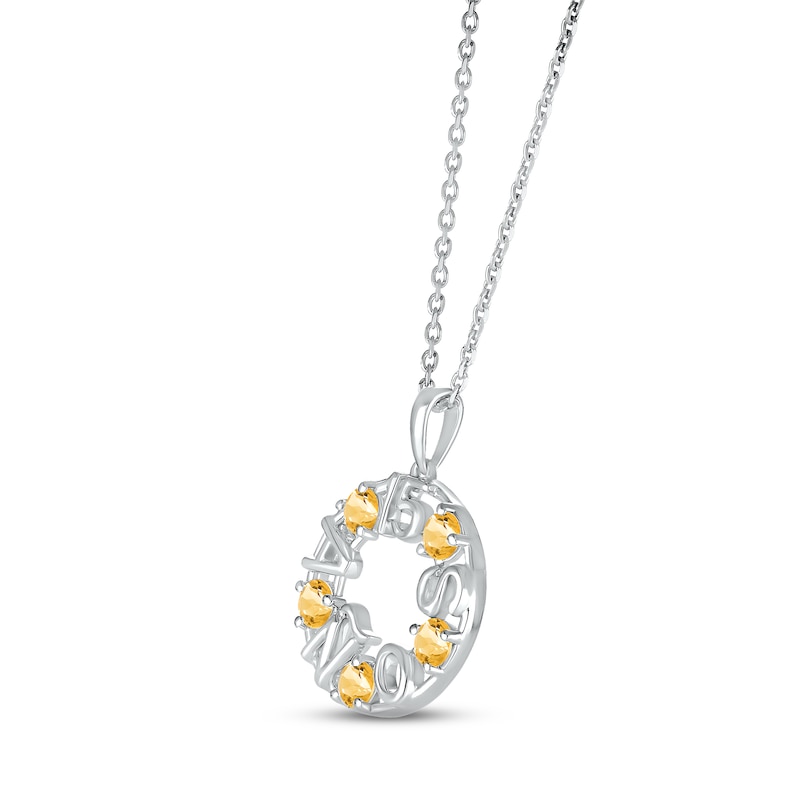 Main Image 2 of Citrine &quot;15 Años&quot; Birthstone Necklace Sterling Silver 18&quot;