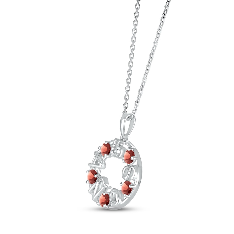 Main Image 2 of Garnet &quot;15 Años&quot; Birthstone Necklace Sterling Silver 18&quot;