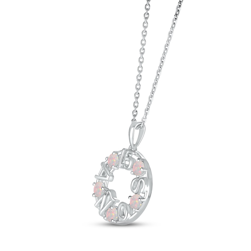 Main Image 2 of Lab-Created Opal &quot;15 Años&quot; Birthstone Necklace Sterling Silver 18&quot;