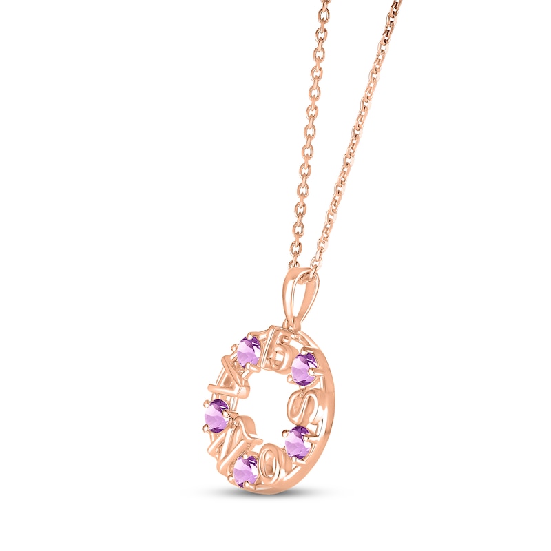 Main Image 2 of Amethyst &quot;15 Años&quot; Birthstone Necklace 10K Rose Gold 18&quot;