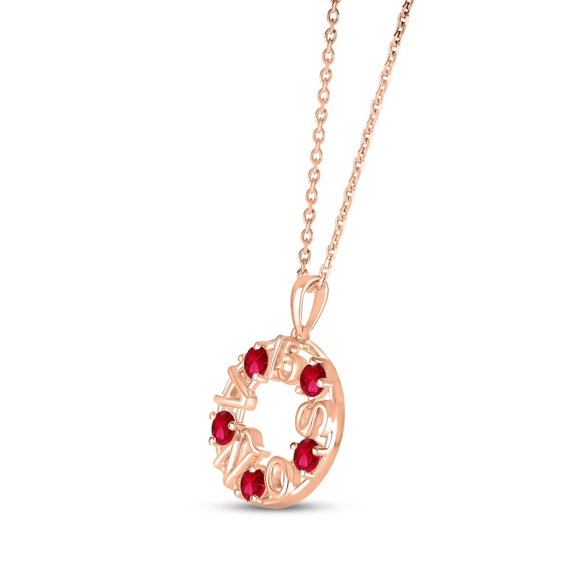 Main Image 2 of Lab-Created Ruby &quot;15 Años&quot; Birthstone Necklace 10K Rose Gold 18&quot;
