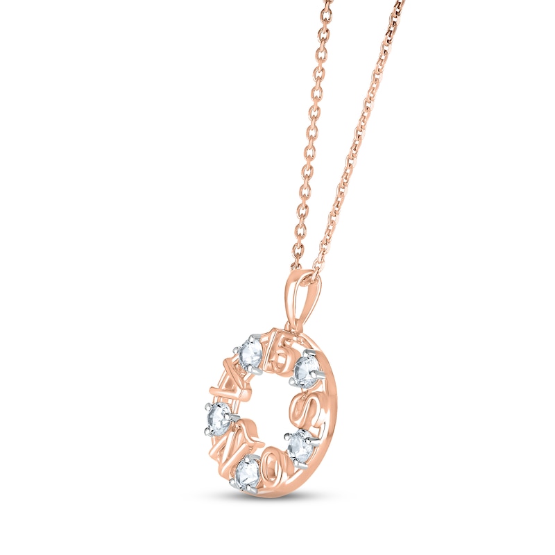Main Image 2 of White Lab-Created Sapphire &quot;15 Años&quot; Birthstone Necklace 10K Rose Gold 18&quot;