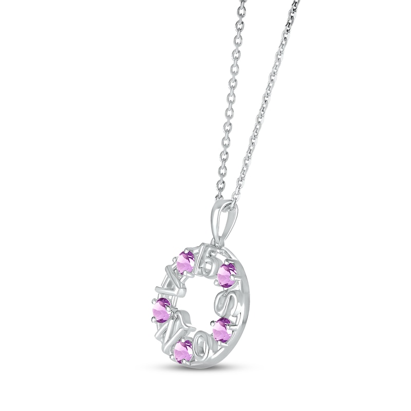 Main Image 2 of Amethyst &quot;15 Años&quot; Birthstone Necklace 10K White Gold 18&quot;