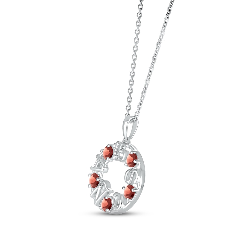 Main Image 2 of Garnet "15 Años" Birthstone Necklace 10K White Gold 18"