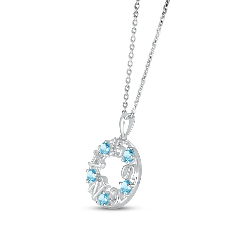Main Image 2 of Swiss Blue Topaz &quot;15 Años&quot; Birthstone Necklace 10K White Gold 18&quot;