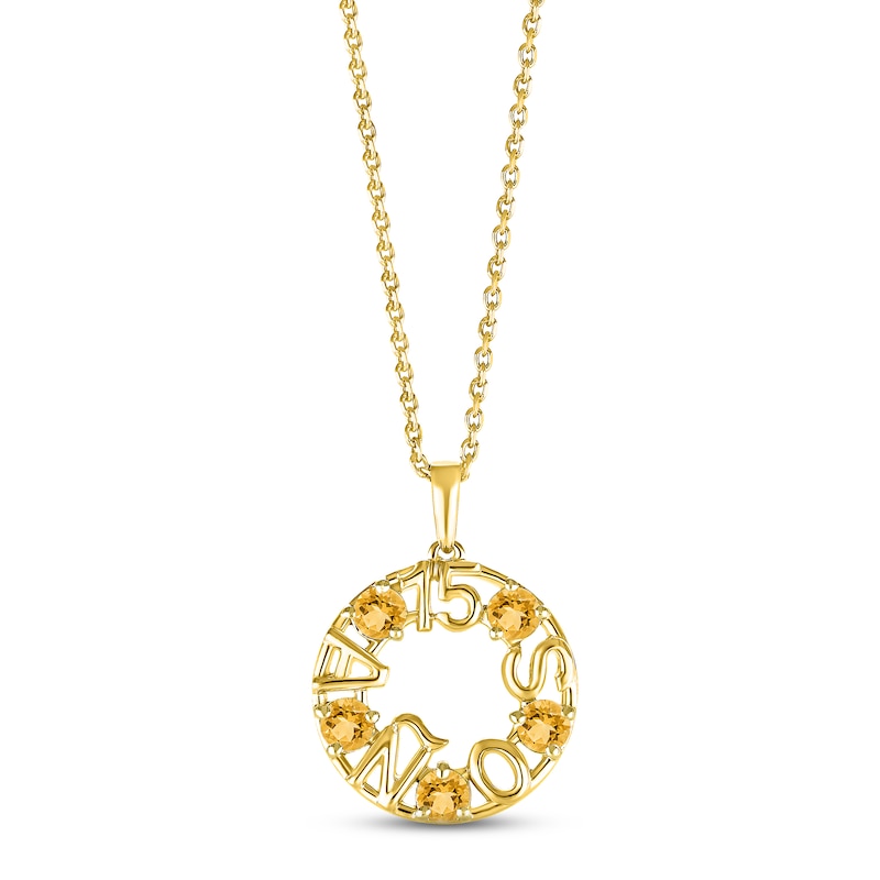 Main Image 1 of Citrine &quot;15 Años&quot; Birthstone Necklace 10K Yellow Gold 18&quot;