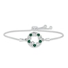 Thumbnail Image 1 of Lab-Created Emerald &quot;15 Años&quot; Birthstone Bolo Bracelet Sterling Silver 9.5&quot;