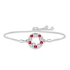 Thumbnail Image 1 of Lab-Created Ruby "15 Años" Birthstone Bolo Bracelet Sterling Silver 9.5"