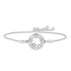Thumbnail Image 1 of White Lab-Created Sapphire &quot;15 Años&quot; Birthstone Bolo Bracelet Sterling Silver 9.5&quot;