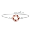 Thumbnail Image 1 of Garnet &quot;15 Años&quot; Birthstone Bolo Bracelet Sterling Silver & 10K Rose Gold 9.5&quot;