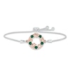 Lab-Created Emerald "15 Años" Birthstone Bolo Bracelet Sterling Silver & 10K Rose Gold 9.5"