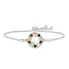 Thumbnail Image 1 of Lab-Created Emerald "15 Años" Birthstone Bolo Bracelet Sterling Silver & 10K Rose Gold 9.5"