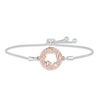 Thumbnail Image 0 of Lab-Created Opal "15 Años" Birthstone Bolo Bracelet Sterling Silver & 10K Rose Gold 9.5"