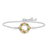 Thumbnail Image 1 of Peridot &quot;15 Años&quot; Birthstone Bolo Bracelet Sterling Silver & 10K Rose Gold 9.5&quot;