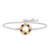 Thumbnail Image 1 of Garnet &quot;15 Años&quot; Birthstone Bolo Bracelet Sterling Silver & 10K Yellow Gold 9.5&quot;