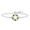 Thumbnail Image 1 of Lab-Created Emerald "15 Años" Birthstone Bolo Bracelet Sterling Silver & 10K Yellow Gold 9.5"