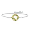 Thumbnail Image 1 of Peridot &quot;15 Años&quot; Birthstone Bolo Bracelet Sterling Silver & 10K Yellow Gold 9.5&quot;