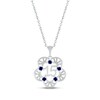 Thumbnail Image 1 of Blue Lab-Created Sapphire Quinceañera Flower Necklace Sterling Silver 18&quot;