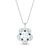 Thumbnail Image 1 of Lab-Created Emerald Quinceañera Flower Necklace Sterling Silver 18&quot;