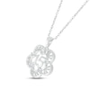 Thumbnail Image 1 of White Lab-Created Sapphire Quinceañera Flower Necklace Sterling Silver 18"